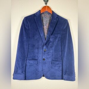 Lauren Ralph Lauren Wines Navy Blue Velvet Two Button Blazer Small